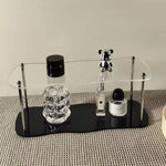 étagère deux niveaux transparente moderne pieds métalliques rangement parfum vaisselle décoratives multifonctionnelle salon