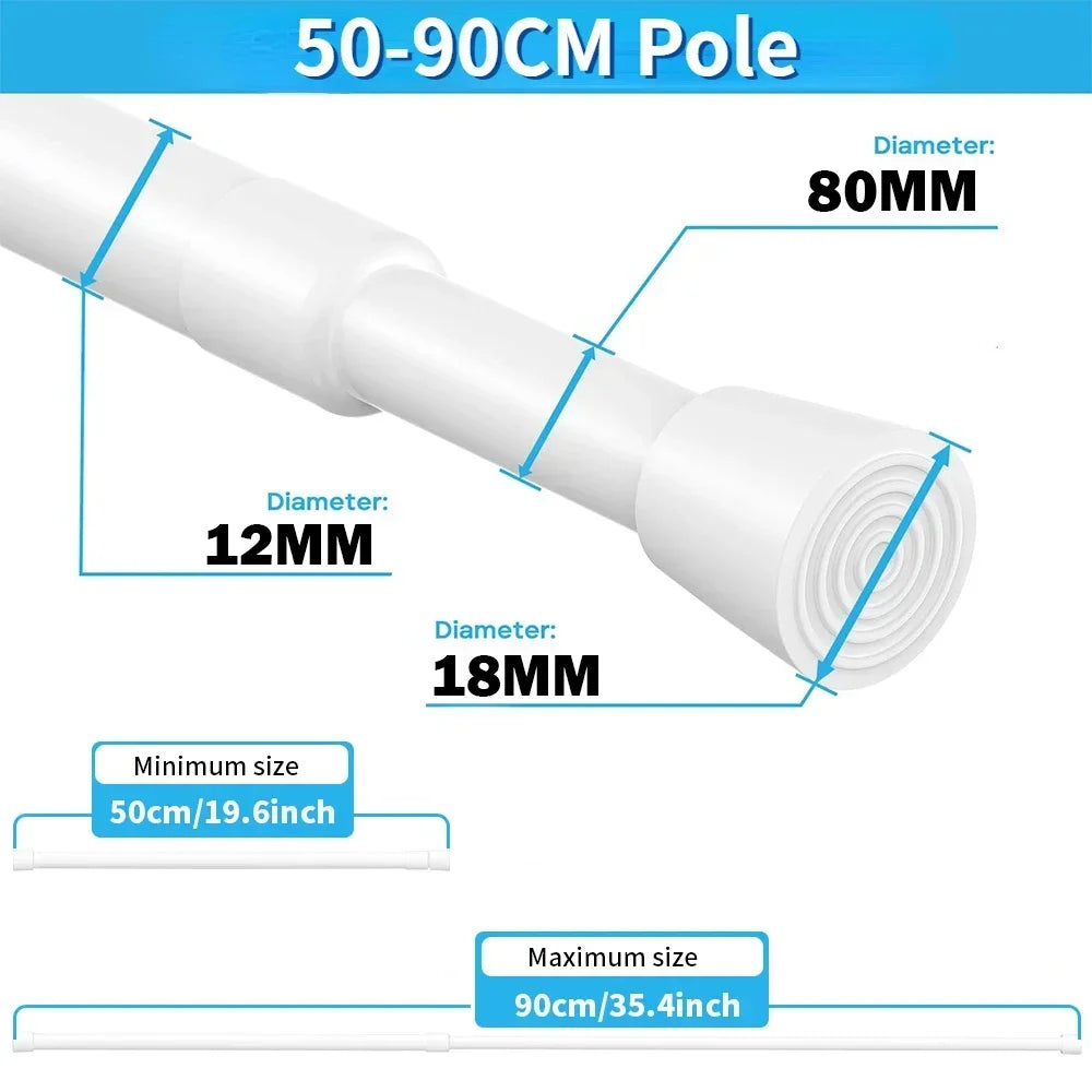 tige rideau tension réglable sans perçage moderne 130cm 250cm diamètre 22mm 26mm 30mm blanc