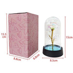 rose artificielle verre transparent led bleu doré décoration intérieure anniversaire saint valentin préparation mariage