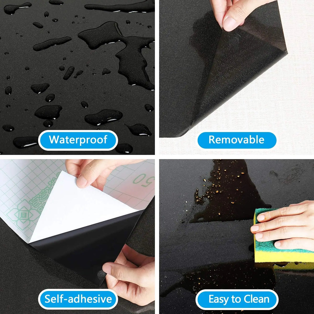 film protection vinyle auto adhésif moderne résistant l'eau sans formaldéhyde noir mat 55cm imperméable