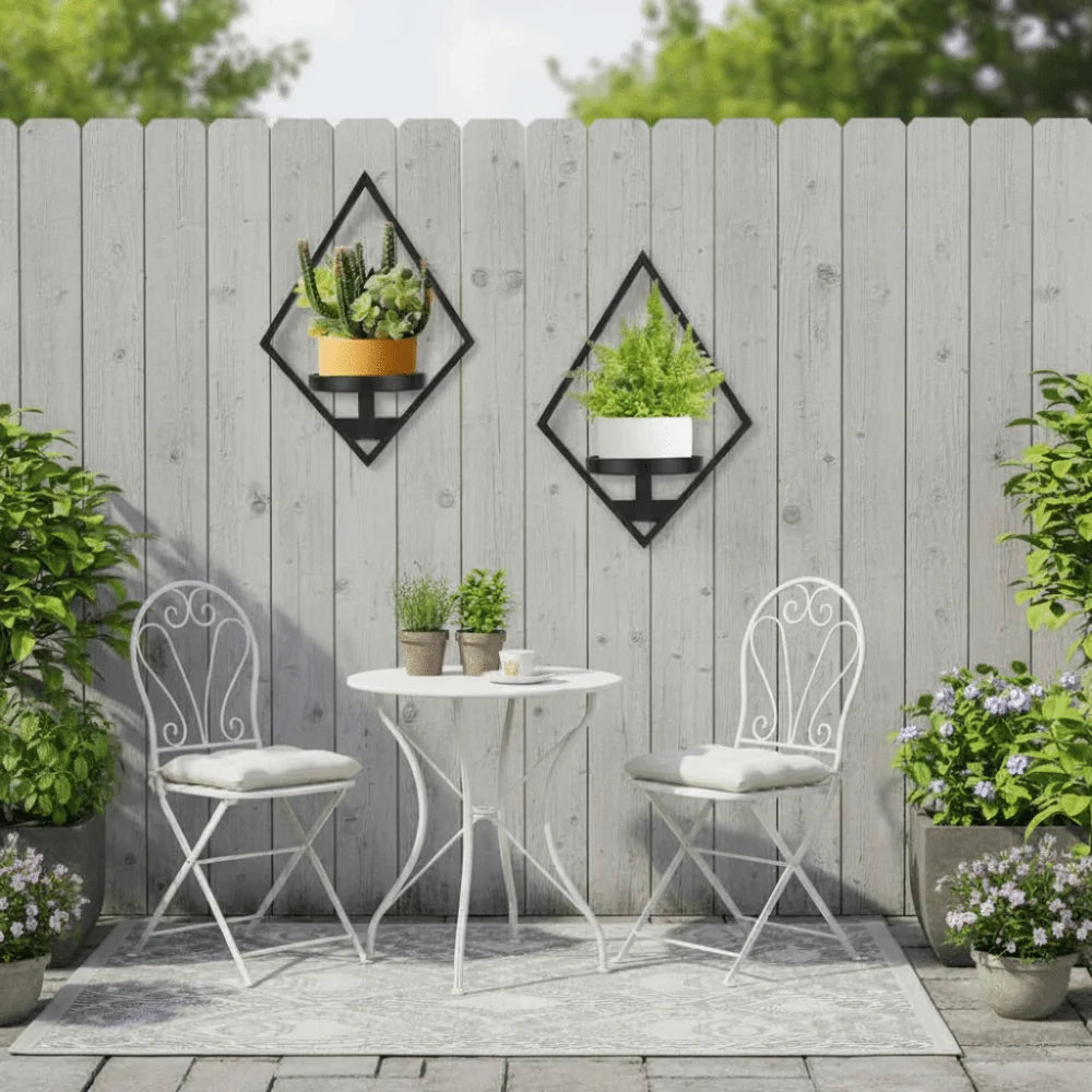 porte plantes mural noir moderne pot jaune assemblage facile gain place