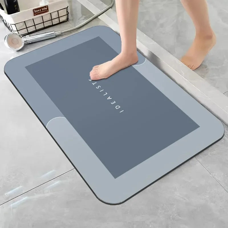tapis bain gris moderne super absorbant antidérapant séchage rapide plat uni adhésif salon chambre