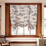 rideau imprimé végétal branches feuilles beige clair vert classique rustique fixations bois