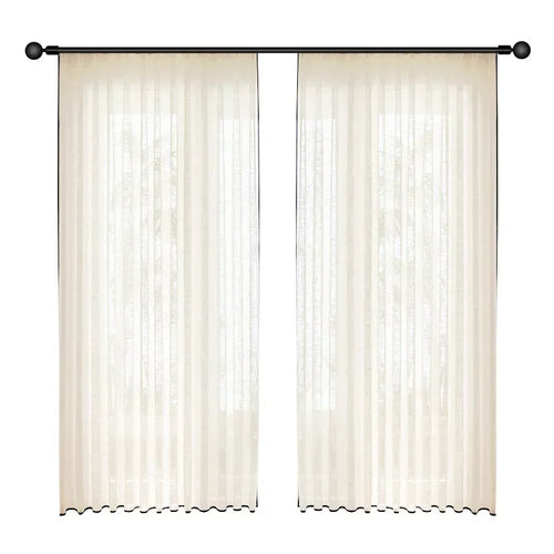 rideau salon chambre beige clair texture lin moderne semi transparent suspension maison
