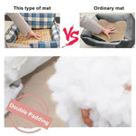 lit chien tissu doux carreaux gris blanc coussin matelas confortable amovible lavable intérieur