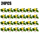 anneau serviettes citron feuilles vertes deco naturelle table occasionnelle festive respectueux environnement pack variante