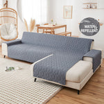 housse canapé angle tissu quilté oreillers salon moderne gris