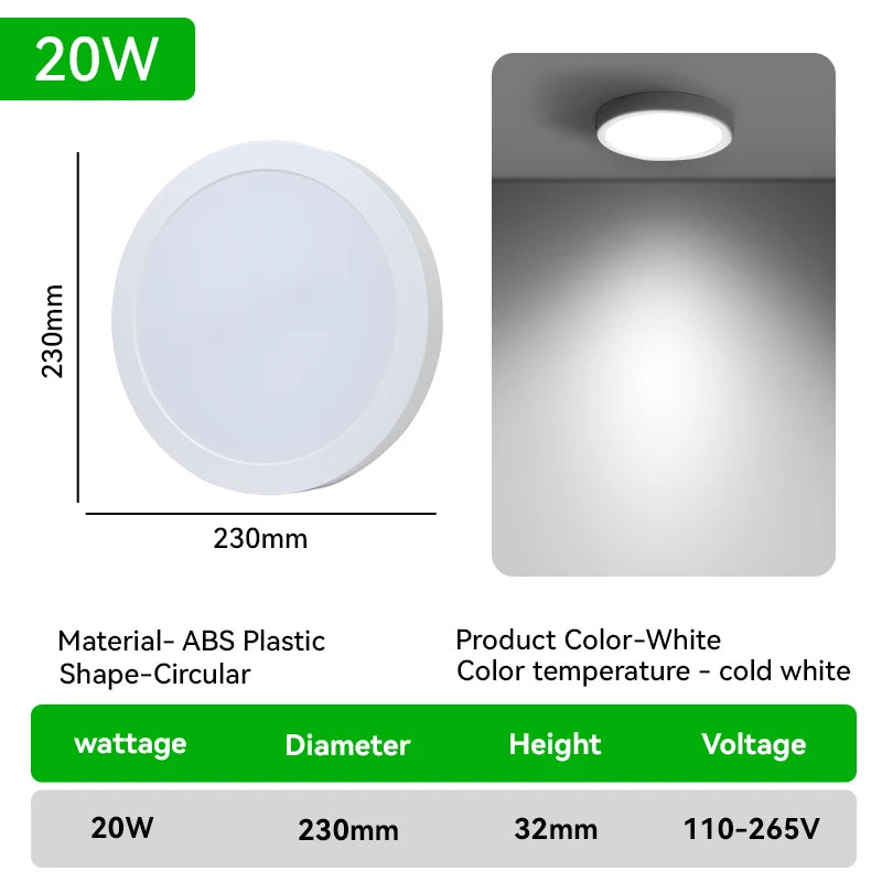 plafonniers led blancs modernes rond carré éclairage cuisine salon 10w 15w 20w 30w
