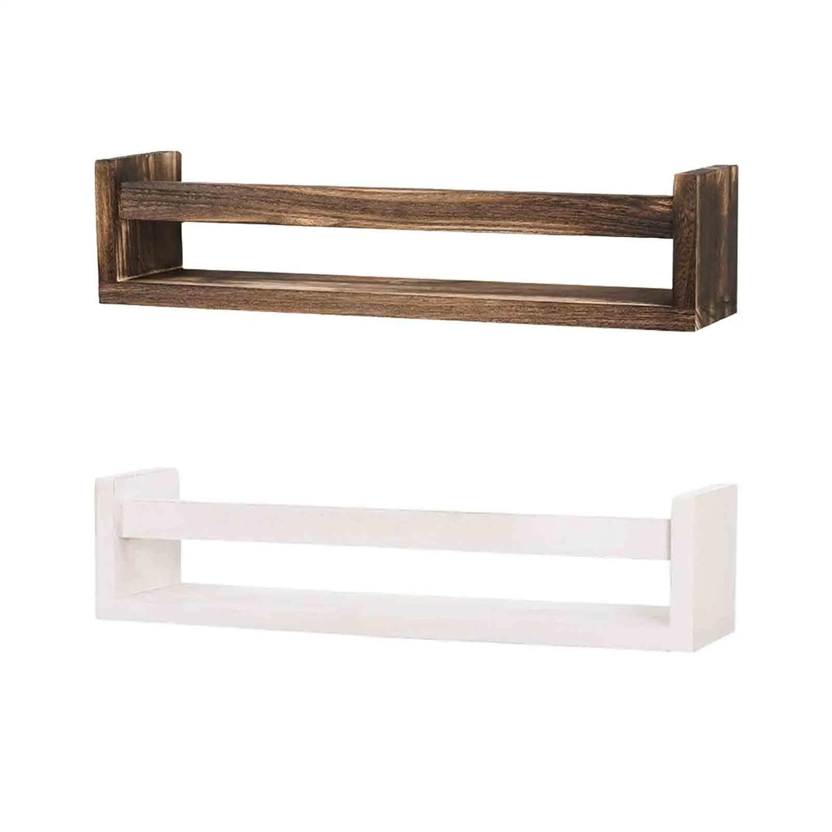 Étagère murale en bois gris clair avec décorations dans un salon