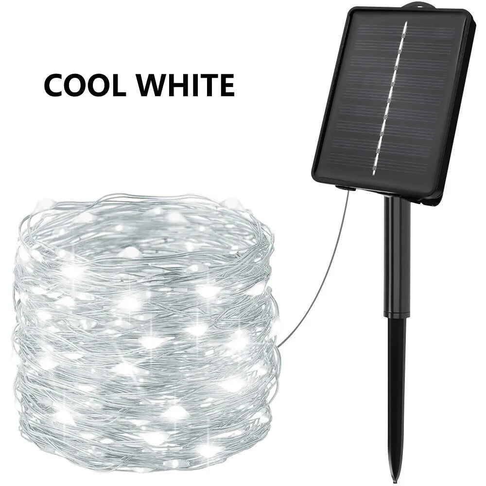 guirlande lumineuse solaire modes ip44 12m 22m 32m multicolore blanc tiroidesextérieur moderne