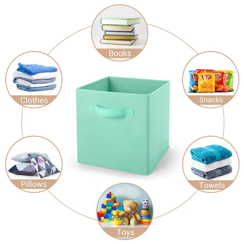 Boîte de rangement cube pliable en tissu non tissé rose