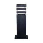 lampadaire moderne solaire extérieur panneau transparent minimaliste aspect boisé fixations sol lumière led aluminium