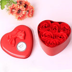 savon rose romantique forme fleur sculptée boîte coeur decoration maison occasion anniversaire mariage