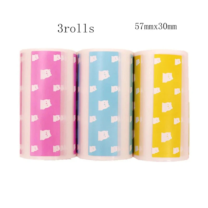 étiquettes thermiques adhésives symboles bleu clair rose jaune modernes 57mm 30mm rouleaux