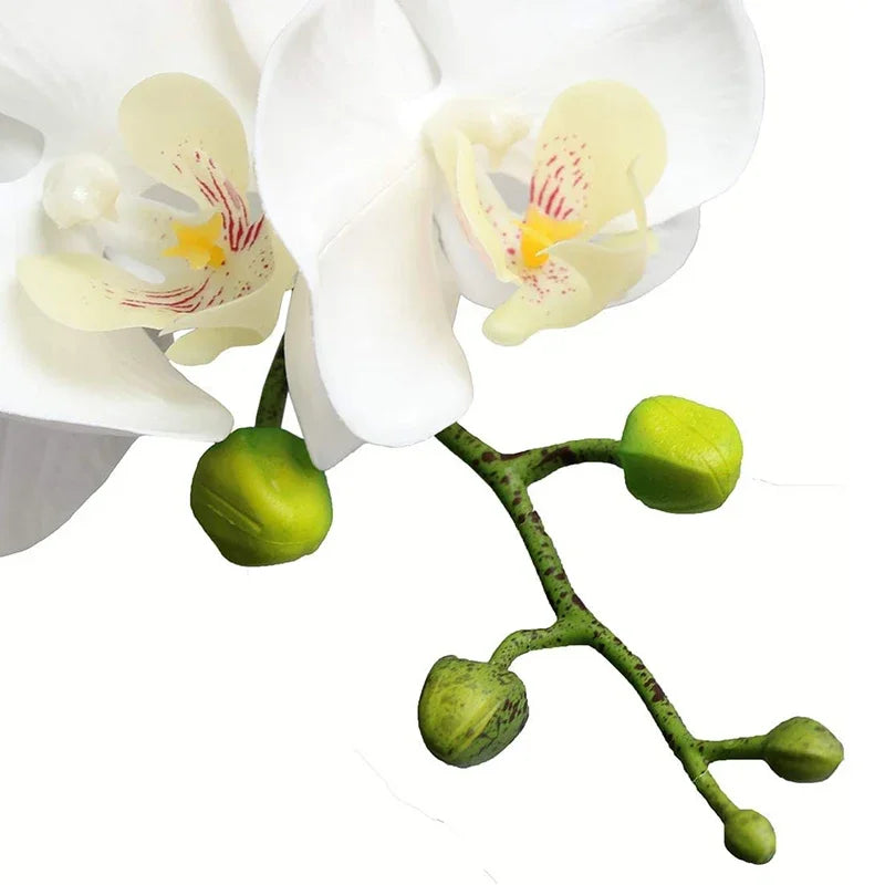décoration intérieure orchidée artificielle blanc vert feuilles lisses moderne minimaliste maison mariage anniversaire