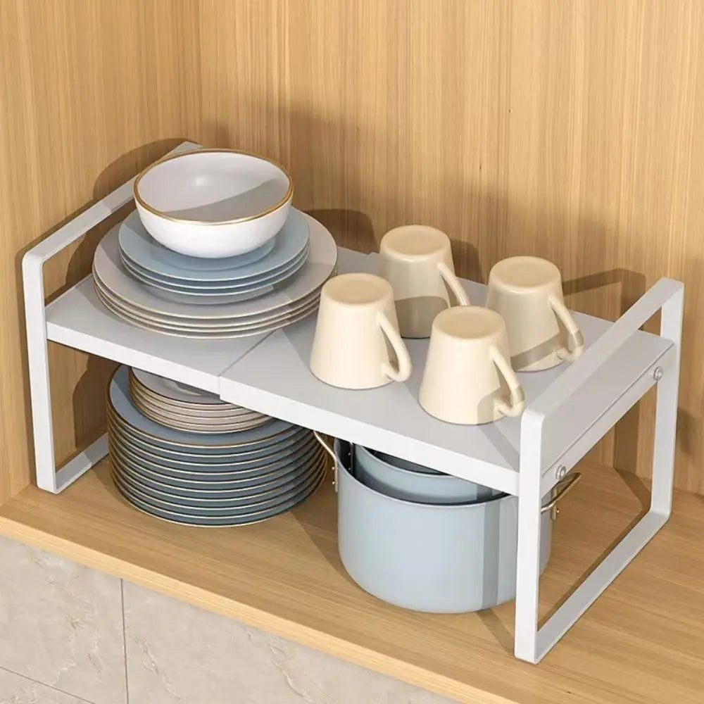 étagère rétractable acier inoxydable noir blanc moderne assiettes bols pot thé boîtes conservation cosmétiques