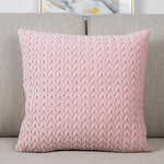 taies d'oreillers carrées polyester coton motif tissé relief modernes vert foncé gris rose pastel
