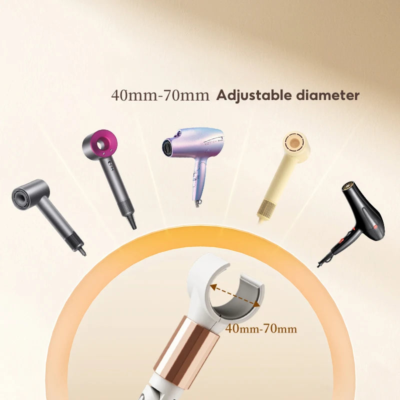 support sèche cheveux réglable pince silicone moderne blanc rose doré gris beige