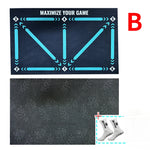tapis entraînement football sportif lignes flèches turquoises noires dimension 900x600mm bandes élastiques ballon
