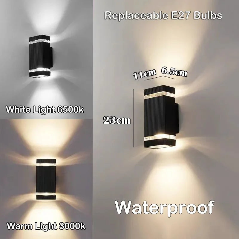 applique murale moderne noire ip65 e27 led rayures horizontales contemporaine fixations