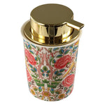 distributeur savon liquide mousse floral vintage blanc rouge vert or