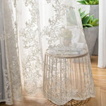 rideau brodé floral blanc moderne tulle polyester transparent élégant français 100x200 cm