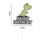 décoration gâteau enfant dinosaure cartoon palmiers ballons happy birthday motifs floraux tringle festif anniversaire