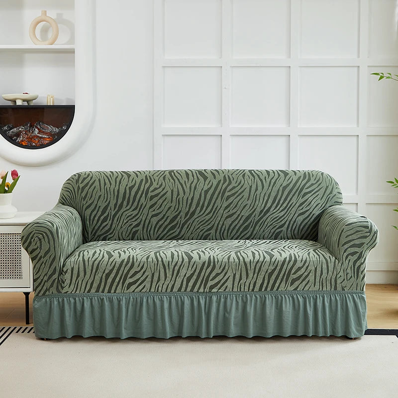 housse canapé universelle jacquard rayures horizontales moderne protection tissu élastique salon intérieur