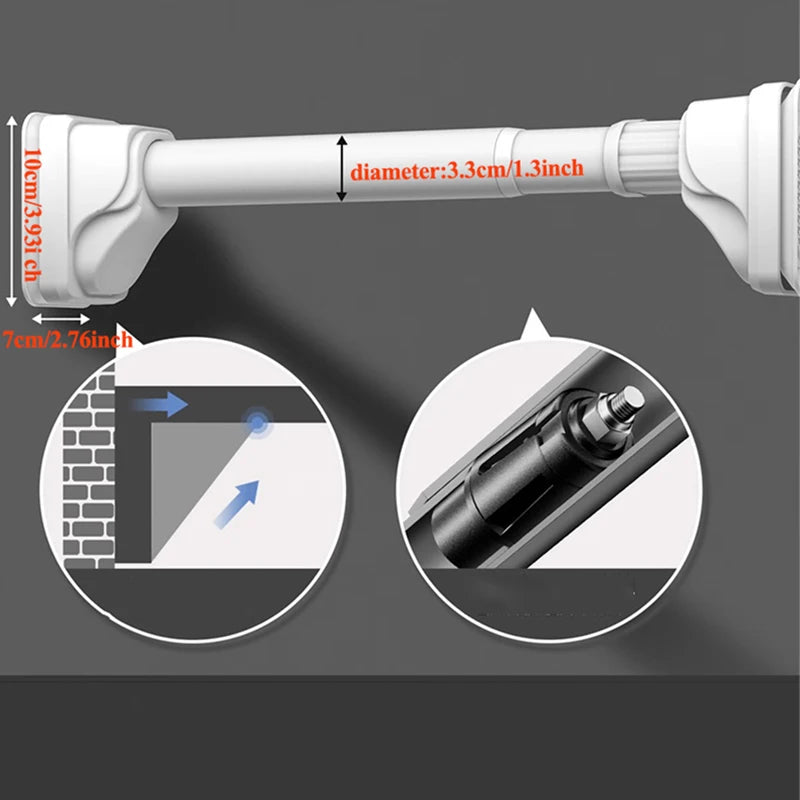 support mural vêtements noir clips fixations instructions moderne tringle extensible acier inoxydable
