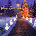 décoration noël bonhommes neige lumineux piquet glitter blanc vert jaune rose festiveextérieur jardin