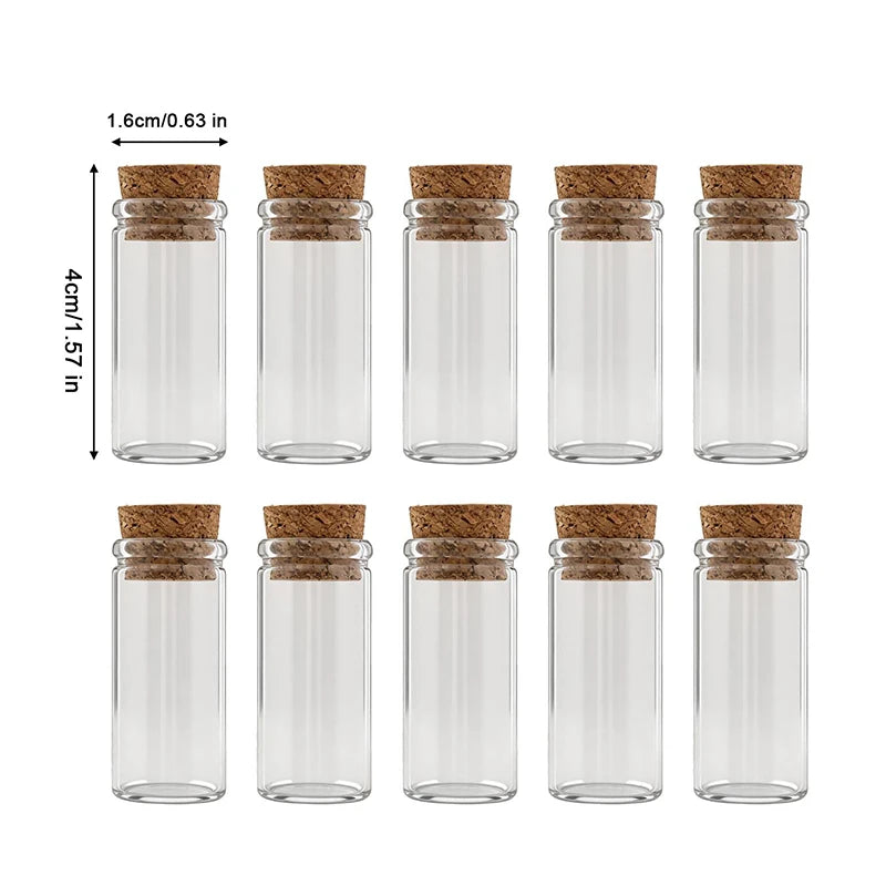 bouteilles verre transparentes bouchon liège charms huiles essentielles coquillages