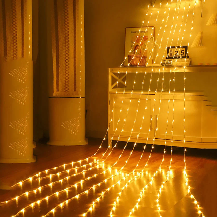 guirlande lumineuse noel blanc multicolore etoiles moderne exterieur jardin led 3x3m 200leds