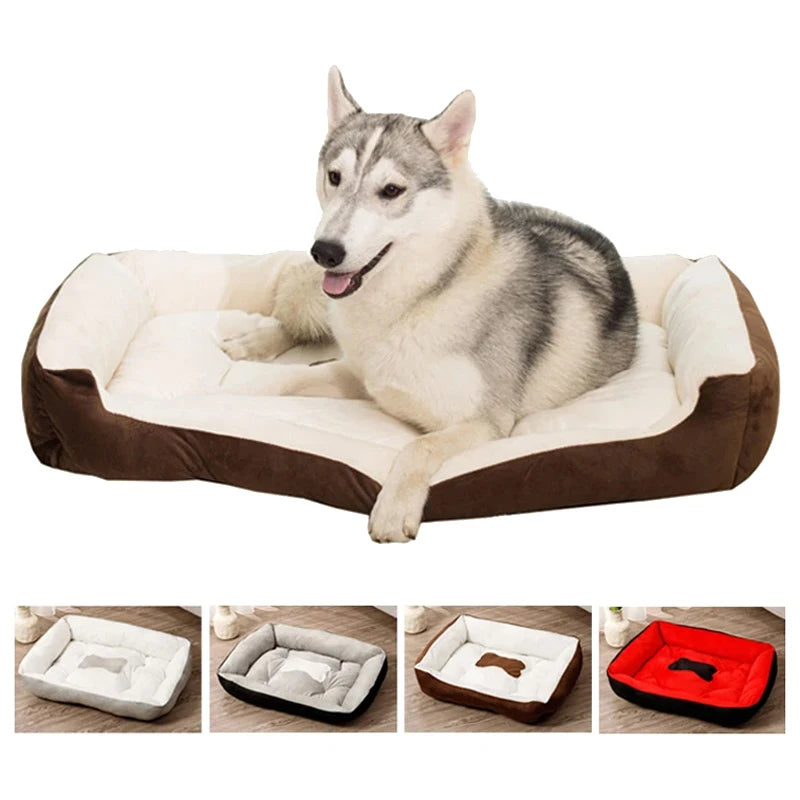 lit chien velours doux confortable panier canapé confortable motif os gris marron rouge