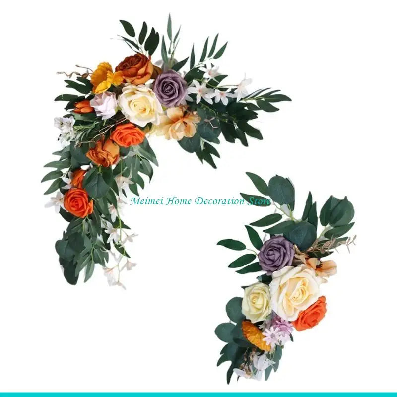 guirlande florale naturelle fleurs artificielles feuilles vertes romantique décoration intérieure anniversaire valentin ornement orange