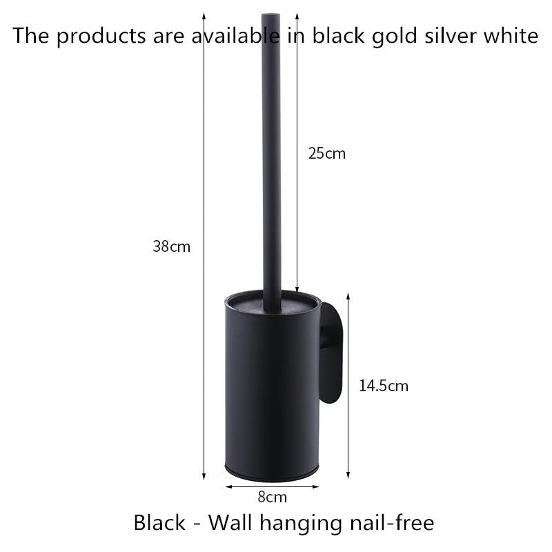 brosse toilette acier inoxydable noir argenté support mural moderne salle bains hygiène durable minimaliste