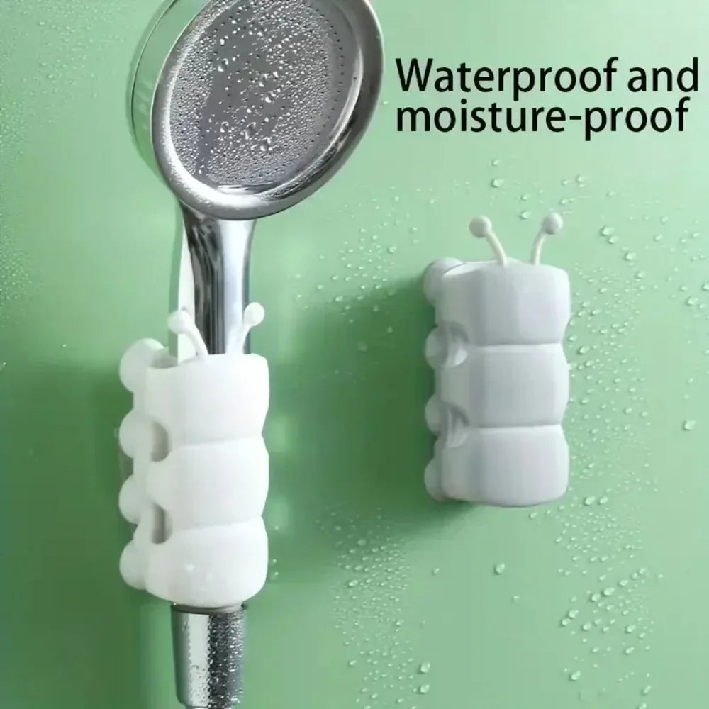 support douche blanc gris texture souple adhésif moderne salle bain pratique fixe pommeau tige