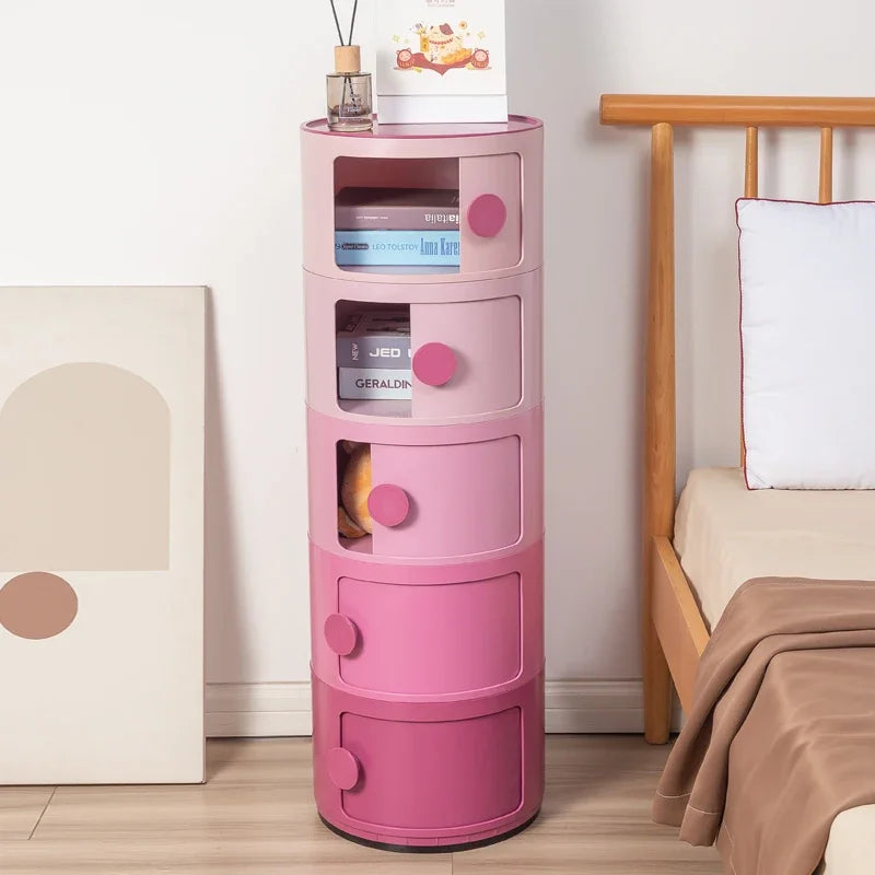 table nuit meuble moderne rose minimaliste tiroirs transparents chambre coucher