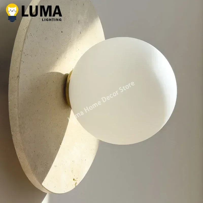 applique murale moderne beige clair texture naturelle minimaliste fixée ampoule led cuisine salle manger