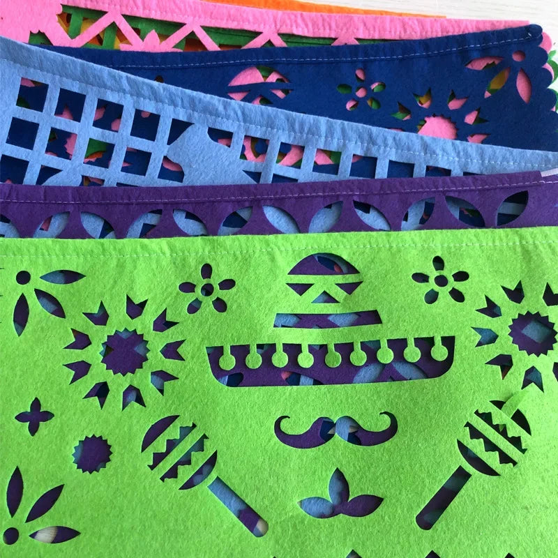 guirlande papier découpé motifs floraux mexicains artisanat multicolore fêtes anniversaires halloween