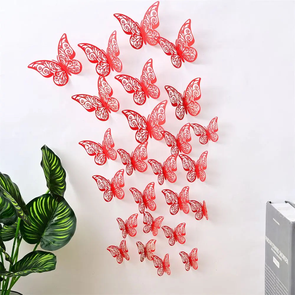 papillons décoratifs transparents artisanal adhésif jaune gris bleu vert rose violet doré rouge blanc