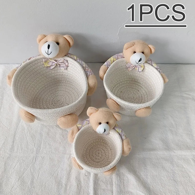 panier rangement tissu coton peluche décorative cosmétiques jouets accessoires