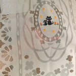 rideau floral transparent vintage chats fleurs noir orange maison chambre cuisine étude balcon caféhôtel