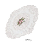 serviette table brodée dentelle florale blanc rose pâle vintage romantique tissu anti brûlure table