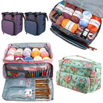 Sac couture rose imprimé floral poignées aiguilles crochets outils rangement 40cm 21cm 22cm