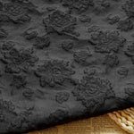 tissu polyester noir floral classique opulent couture robe jupe sac décoration 135cm