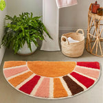 tapis bain antidérapant polyester fleuri orange rouge moderne intérieur campement doux pelucheux