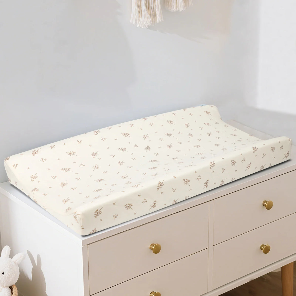 tapis changement bébé gris clair coeurs arc ciel cygnes élastiques moderne doux rose pâle