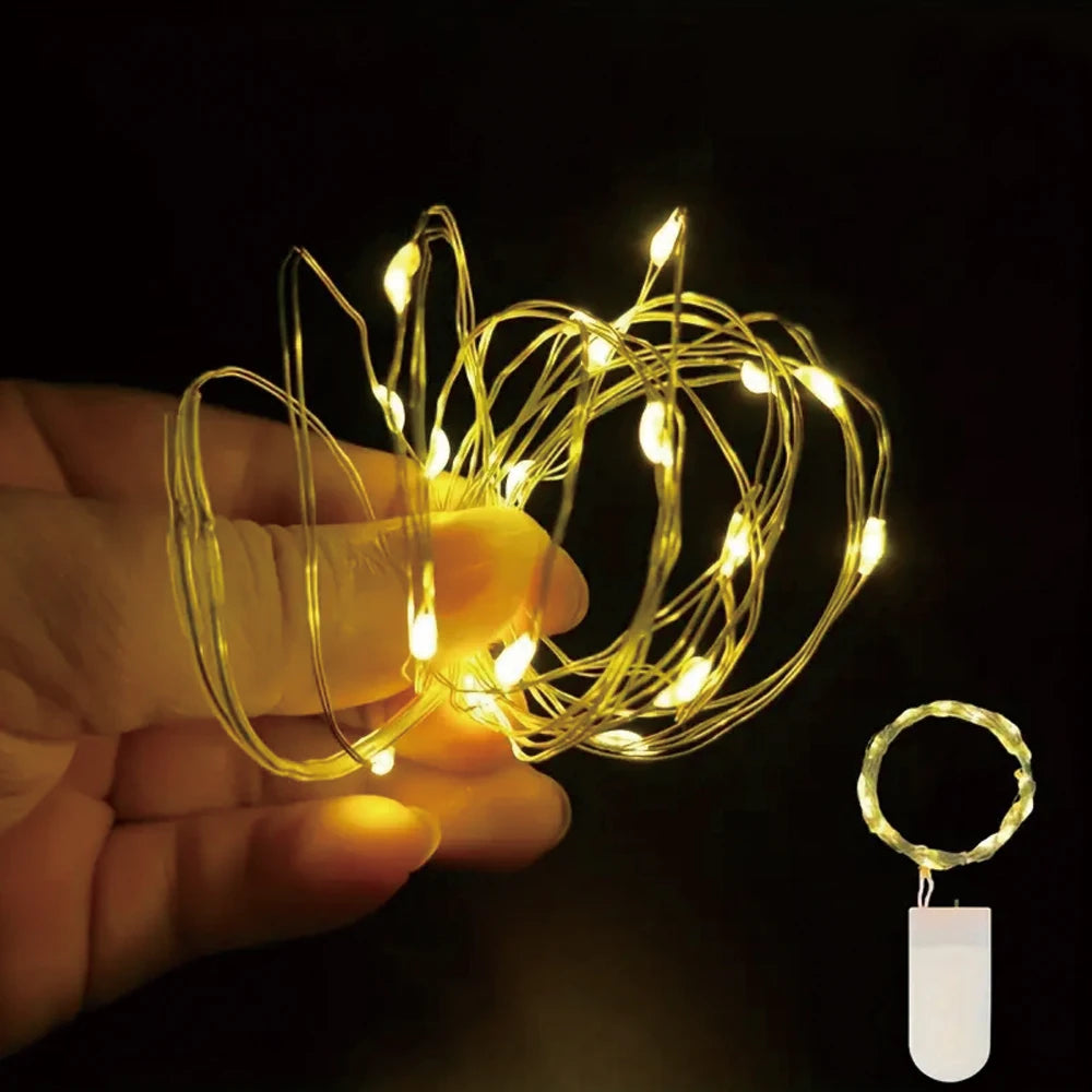 guirlande lumineuse led fil cuivre décoration fête mariage noël lampe nuit intérieur extérieur blanc