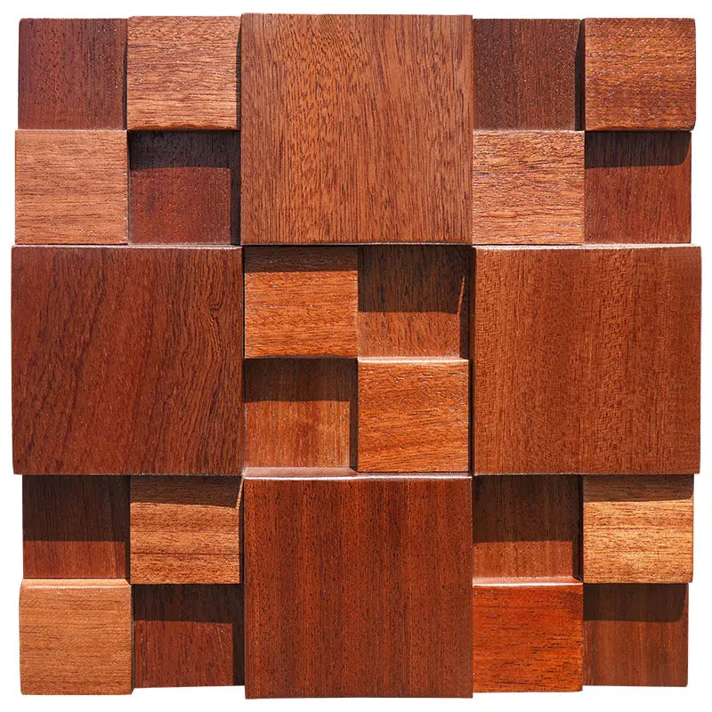 panneau décoratif mural bois motif géométrique moderne adhésif 3d 30cm 30cm nuancé marron