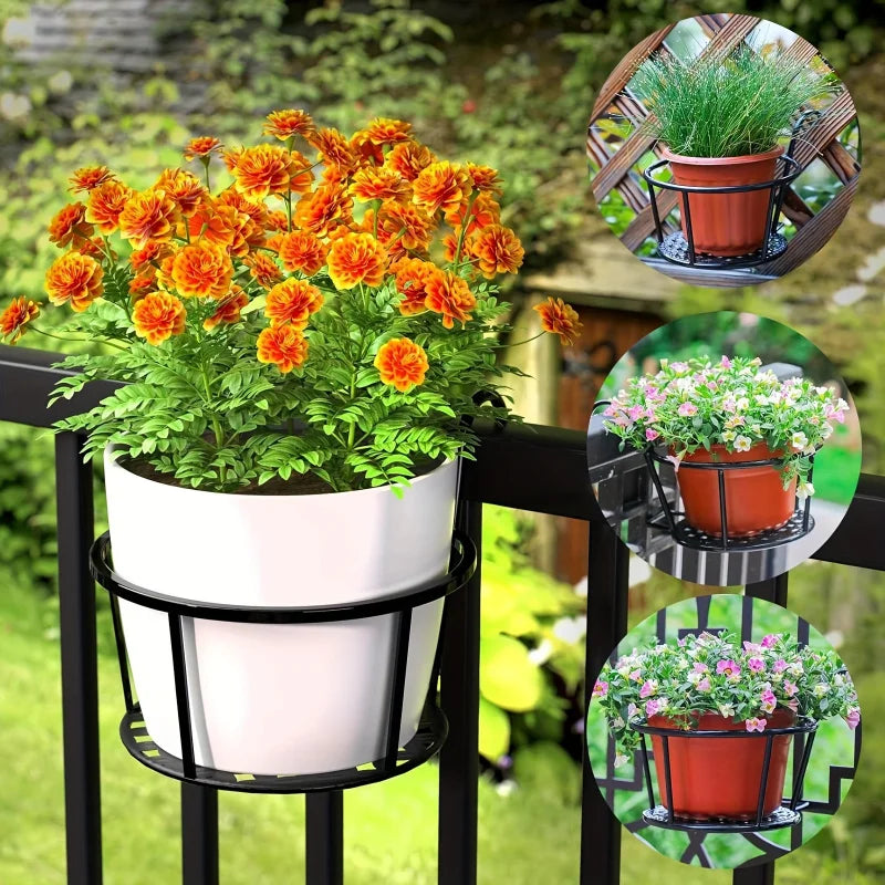 supports pots fleurs suspendus métal motif ajouré décoratifs balcon porcheextérieur